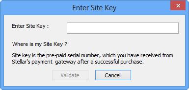 Note: The site key is delivered to the email