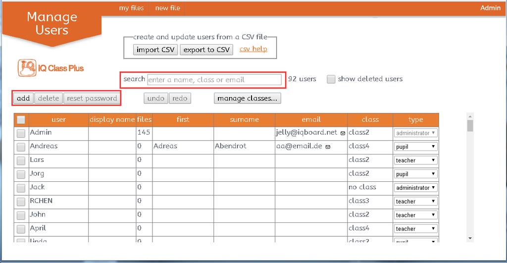 6.1 Basic Operation Administrator can search a user and organize users of his/her school,