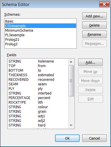 Figure 5: The Schema Editor dialog box Click on the Add new button. Enter a name for your new schema and click on OK to return to the Schema Editor dialog box.