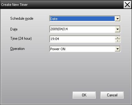 Using the control functions s for new timer settings A Click "Add" on the Timer Settings window. The following window is displayed and the new timer settings are applied.