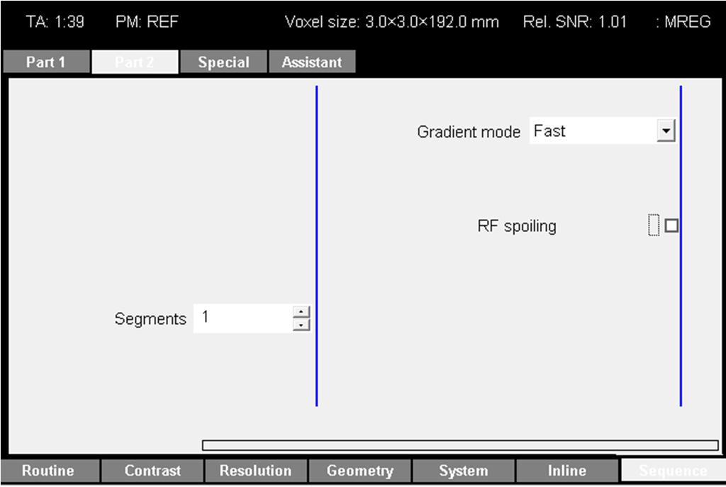 4.2.3 RF spoiling card Segments: This value corresponds to number of trajectory elements in the gradient file. Currently up to 16 segments are supported.