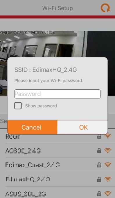 8. Enter the Wi-Fi password of the selected network and tap OK icon to continue.