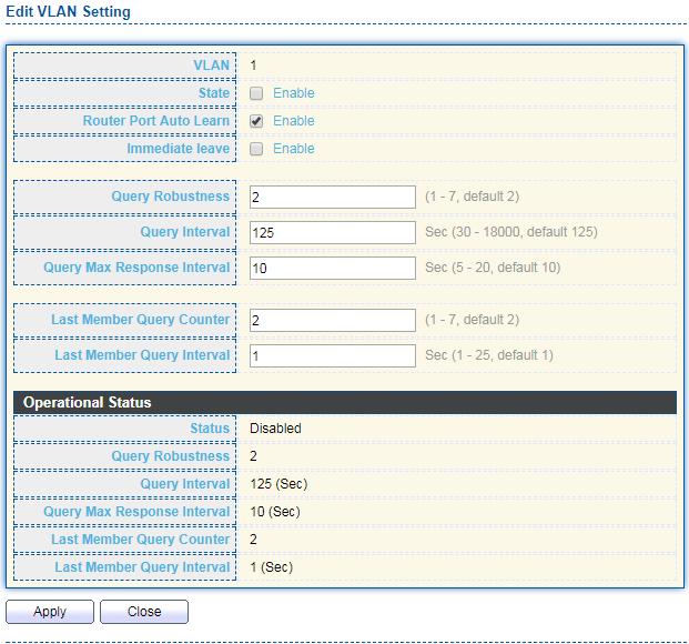 Click "Edit" button to Edit VLAN Setting menu.
