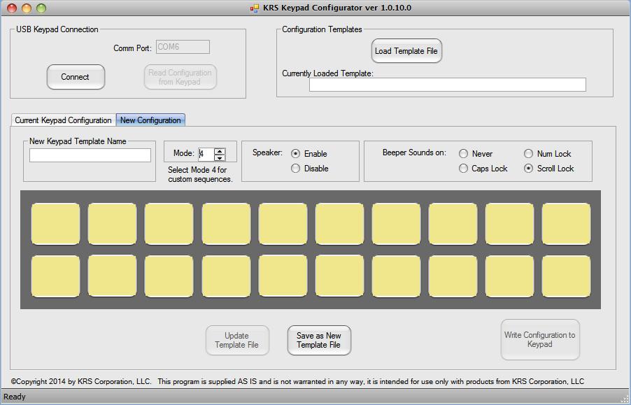 Mode 4: Custom Sequences - (Yellow = no characters, Green = characters) Mode 4 button setup: A regular 101 key keyboard or Laptop keyboard is required to create key sequences for alpha/numeric keys.