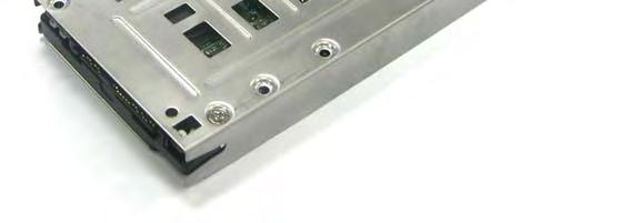 4. Install the mounting screws on the bottom part to secure the drive in the disk tray. 5. Slide the tray into a slot. 6.