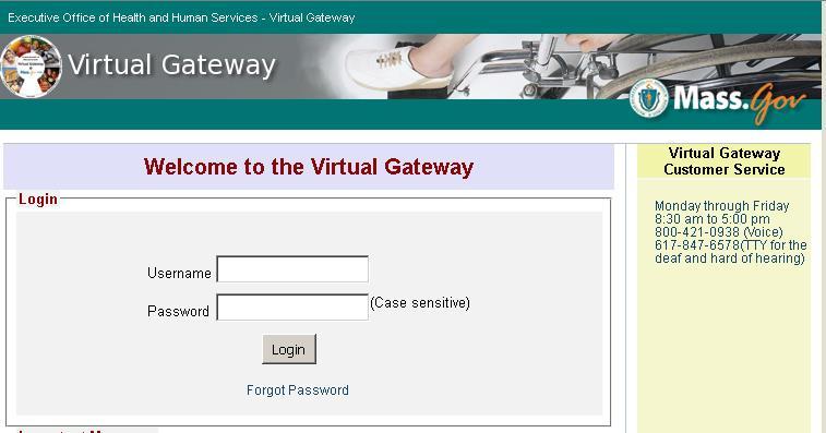 You will also receive an email from virtualgateway@state.ma.us with your user name and a link to the log in page.