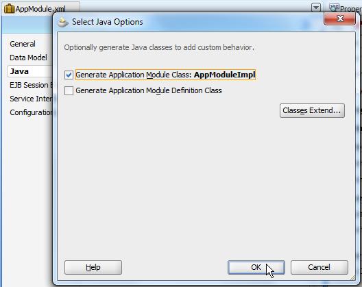 Open the Application Module editor by double clicking the AM file in the Oracle JDeveloper Application Navigator.