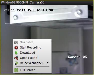 During playing back the video, you may right click the mouse in the image to get a drop-down menu as shown in Figure 7.6.