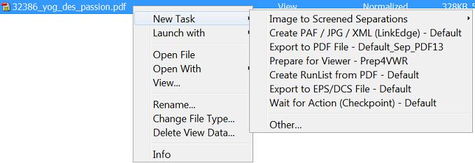 6 6. First Steps in Launching Tasks 6.1 Launching a Task on a File There are several ways to launch a tasks: from the Pilot, from Shuttle (plug-in), via Access Points or via JDF/JMF.