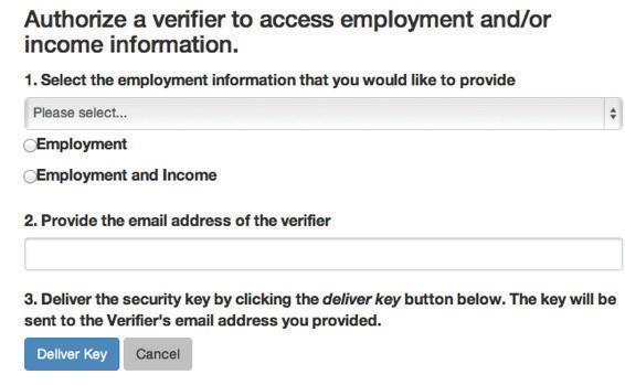 data. This Permission Key can only be provided by the employee.