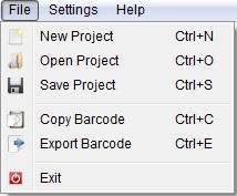 The Menubar have the following functions. File Menu File > New Project Create a new project. File > Open Project Open a project from disk.