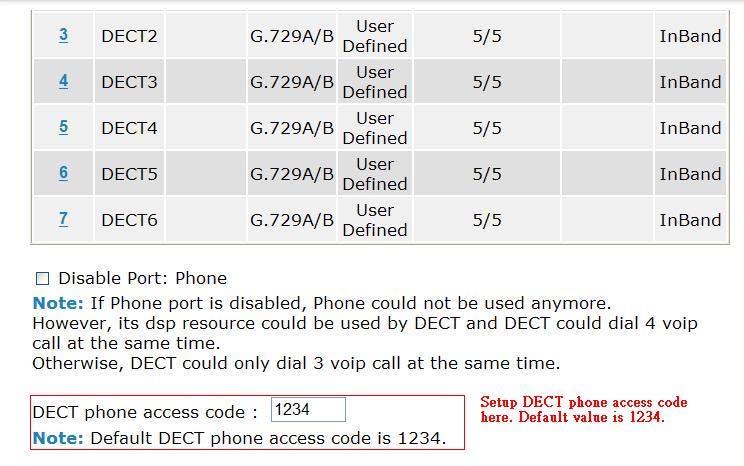 When registering with DECT phone, you will be asked to type access