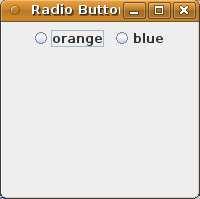 orangebutton = new JRadioButton("orange"); bluebutton = new JRadioButton("blue"); group = new ButtonGroup(); group.add(orangebutton); group.add(bluebutton); panel = new JPanel(); panel.