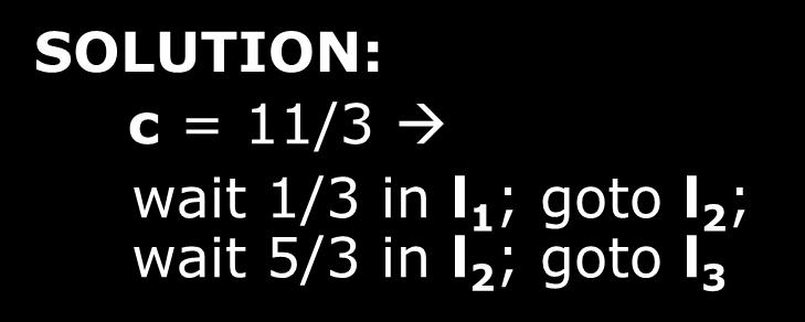 = 1 x 3 y 2 y:=0 PROBLEM: Reach l 3 in a way which minimizes c