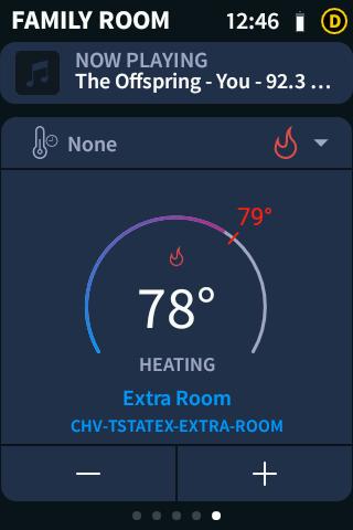 Climate If thermostats have been added to the Crestron Pyng system, swipe through the main carousel screens until the CLIMATE screen is displayed.