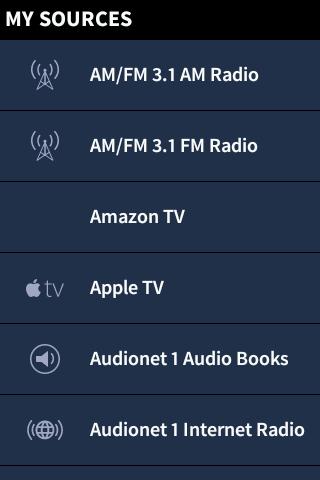 My Sources Press the home button on the TSR-310 to display the MY SOURCES screen. MY SOURCES Screen The MY SOURCES screen lists all the available media sources for the room.