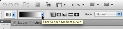 Adobe photoshop Using Masks for Illustration Effects PS 8. Select the Gradient ( ) tool. 9. In the Options bar: Choose Linear Gradient ( ). As shown below, click the arrow beside the gradient preview.