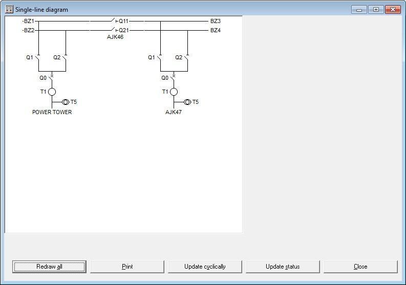 Section 3 1MRK 500 121-UEN 3.5 View menu 3.5.1 Single-line diagram This menu item displays a diagram of the plant corresponding to the layout of the connection diagrams created by ABB.