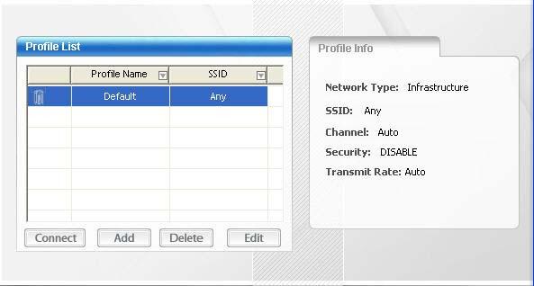 Chapter 4 ZyXEL Utility: Station Mode The profile function allows you to save the wireless network settings in this screen, or use one of the pre-configured network profiles.