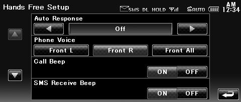 Display the DTMF input screen Setting Up the Hands-Free Phone The Hands-Free system can be set as follows.