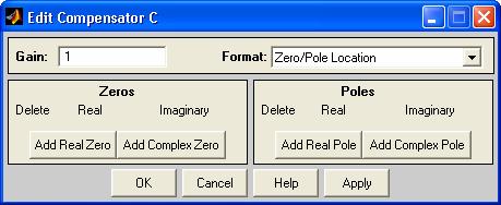To change the compensator format from default to s + 1 z C ( s) = K s, choose Natural frequency from + 1 p Edit / SISO Tool Preferences / Options menu. 4.