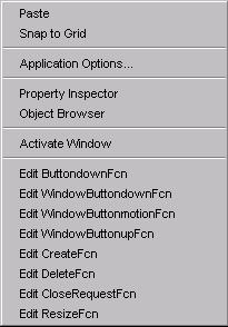 2 GUI Building Tools GUI Component Context Menus The following picture shows the context menu associated with uicontrol and