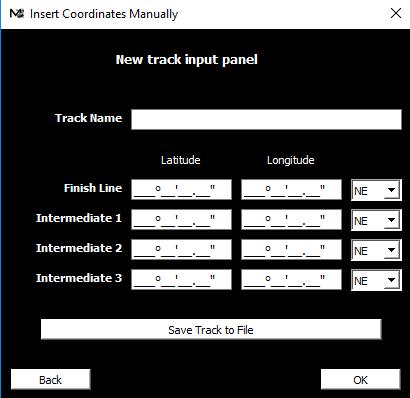 Manually entering the coordinates of a new track The procedure for manually entering the coordinates of a new track, if they are known to you, is as follows: 1.