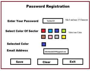 Fig.2. Password Registration The remaining 7 colours not chosen by the user are his decoy colours.