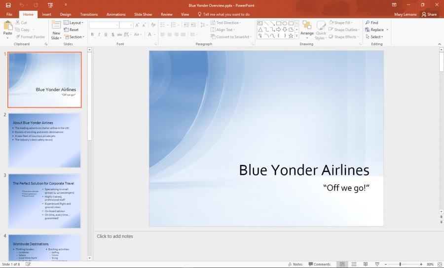 Browse to locate the data files for this lesson and select Blue Yonder Overview. Click Open.