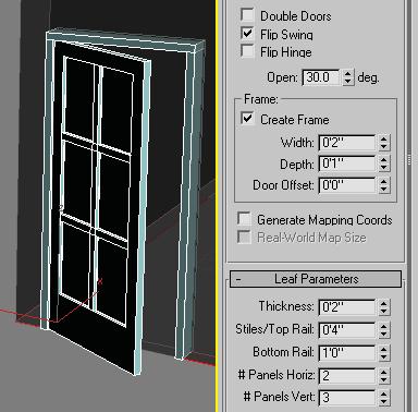 Make choices here regarding panels and set the pivot to flip swing 30 degrees: Tip hit the Esc key once or twice to exit door creation. Let's cut holes for 4 windows next.