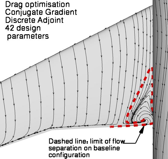 Wing optimization of the DLR-F6 Results Optimisation with 42