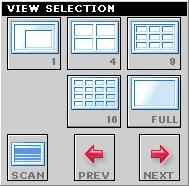 VIEW SELECTION Panel - View mode buttons: Ultra View provides multiple view modes, including 1/4/9/16 windows and Full screen mode.