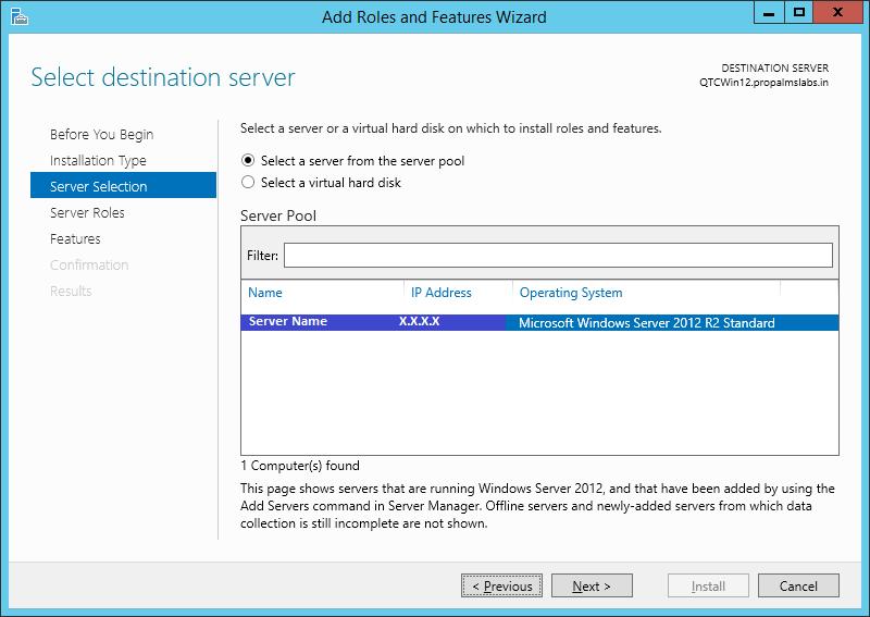 6. On Server Roles screen, select Web Server (IIS), This will prompt for