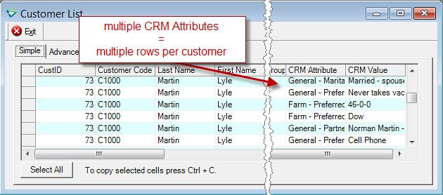 When choosing to Show CRM Info, if a customer has multiple CRM Attributes the export will