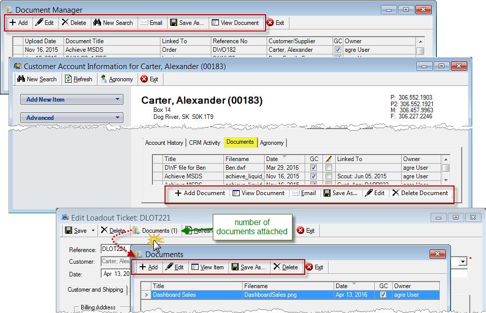 Viewing a Document From the Document Manager, or from the customer account Documents