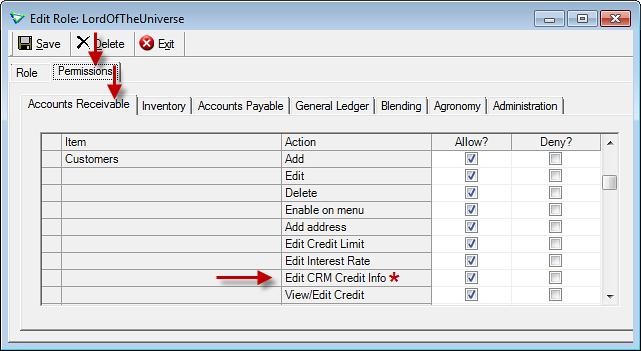 Credit Group Security Similar to the data on the customer account Credit/Finance tab, there is a separate permission to allow access to the