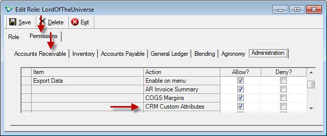 To allow permission to edit the attributes in the Credit group on the Customer Account CRM tab: * not everyone may need this Custom Attribute