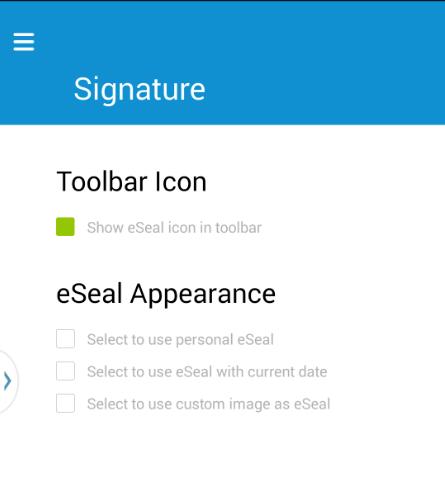 7.3 eseals a) Toolbar Icon By default, the Add eseal stamp icon: is visible.