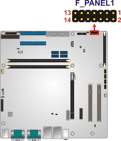 Figure 3-9: Front Panel Connector Location FUNCTION PIN DESCRIPTION FUNCTION PIN DESCRIPTION Power LED 1 PWR_LED+ Speaker 2 Speaker+ 3 NC IPMI LED 4 IPMI ID_LED+ 5 PWR_LED- 6 IPMI ID_LED- Power