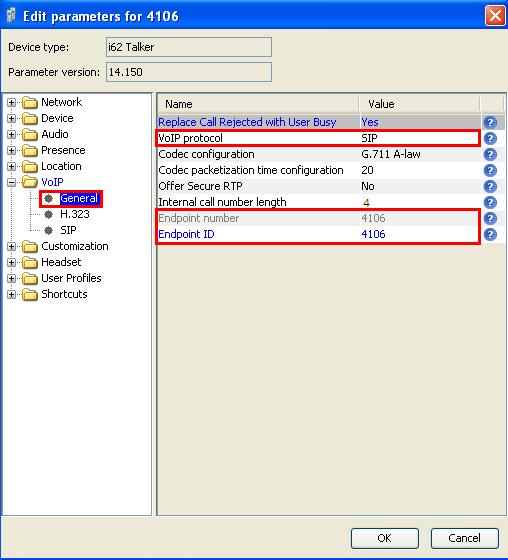8.1. Configure SIP settings Select VoIP General from the left window. In the main window ensure the following are set. Replace Call Rejected with User Busy Yes VoIP Protocol SIP Codec configuration G.