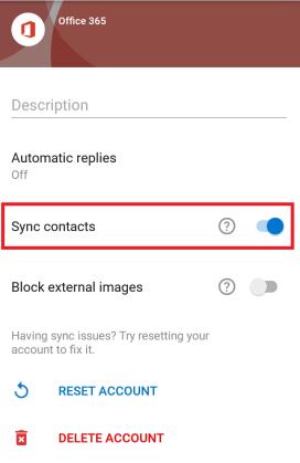 Select the account you just created by clicking its name and select sync contacts.