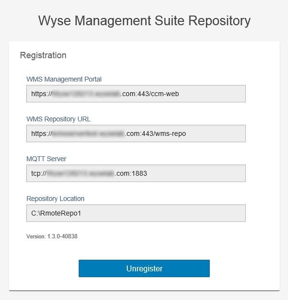 Figure 12. Registration successful 8 The following screen on the Wyse Management Suite portal confirms the successful registration of the remote repository: Figure 13.