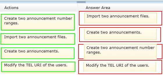 Answer: Microsoft 70-337 : Practice Test Question No : 9 - (Topic 1) You need to ensure that the users in all of the offices can dial in to conferences by using a local phone number.