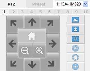 Camera(s) that are currently being selected for live viewing will be listed in the PTZ drop-down menu. Simply select a camera and then use the PTZ control panel to control the camera.