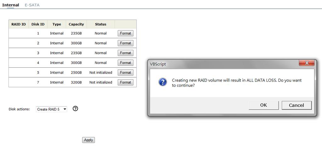 1. Select a disk action and click "Apply" to proceed.