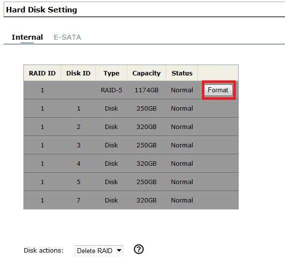 4. Click "Format" to format the RAID volume.