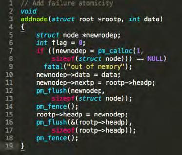 Example: Add a node to a linked list with PMEM root headp 3 Publish
