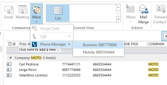 This requires Phone Manager to be running in the same Windows session as Outlook.