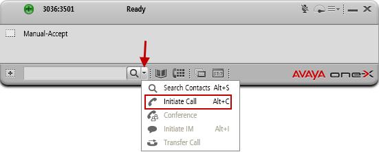 To Place a Call: Select Initiate Call on the pull down menu or enter Alt+C.