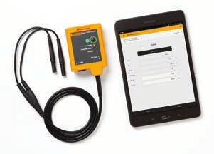 The tablet configured with the Fluke HART mobile app utilizes a wireless HART modem that connects directly to the HART transmitter being tested or configured.